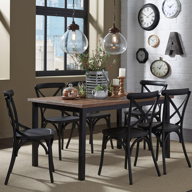 Liberty Furniture Vintage Series - 7 Piece Rectangular Table Set (X Back Side Chairs) - Black