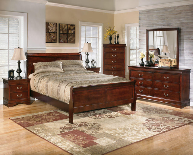 Ashley Alisdair - Dark Brown - 6 Pc. - Dresser, Mirror, Chest, King Sleigh Bed, Nightstand