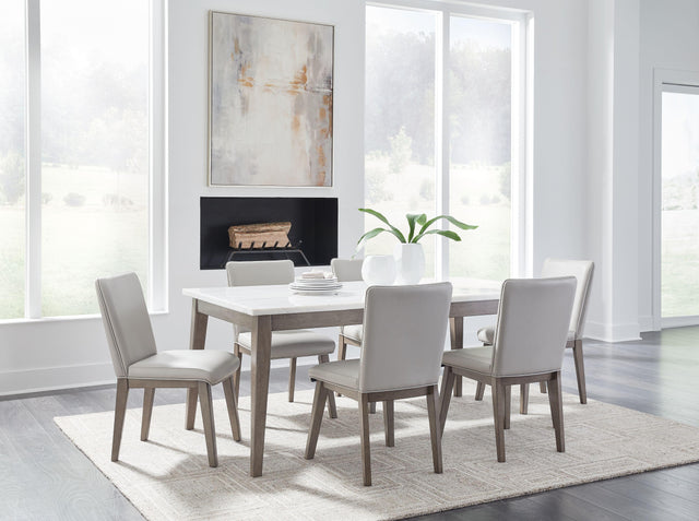 Ashley Loyaska - White / Brown - 5 Pc. - Rectangular Dining Room Table, 4 Side Chairs