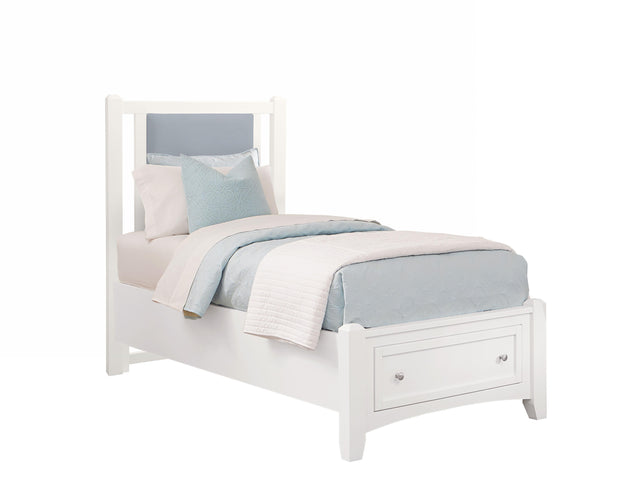 Vaughan-Bassett Bonanza - Twin Ocean Blue Upholstered Bed With Storage Footboard - White