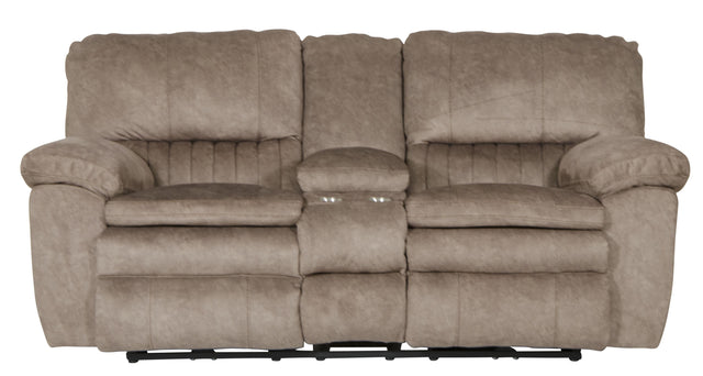 Catnapper Reyes - Lay Flat Reclining Console Loveseat With Storage & Cupholders - Portabella