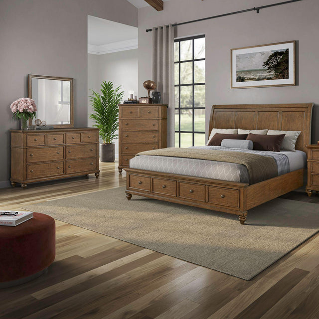 Liberty Furniture Twin Lakes - 4 Piece Bedroom Set (Queen Storage Bed, Dresser & Mirror, Chest) - Chestnut