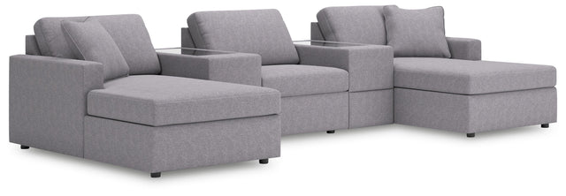 Ashley Modmax - Granite - 5-Piece Pit Sectional With Storage Consoles