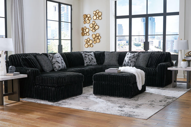 Ashley Midnight-madness - Onyx - 5 Pc. - 4-Piece Sectional With Laf Corner Chaise, Ottoman