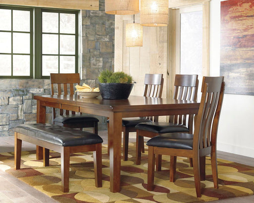 Ashley Ralene - Light Brown - 6 Pc. - Extension Table, 4 Side Chairs, Bench
