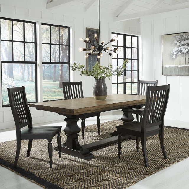 Liberty Furniture Harvest Home - 5 Piece Trestle Table Set - Black