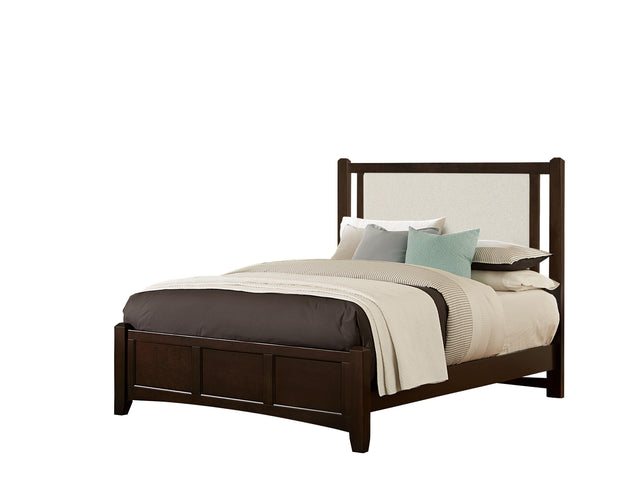 Vaughan-Bassett Bonanza - King Pebble Gray Upholstered Bed With Mansion Footboard - Merlot