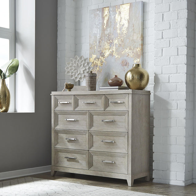 Liberty Furniture Belmar - 9 Drawer Bureau Dresser - Washed Taupe