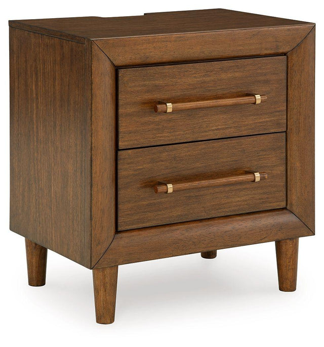 Ashley Lyncott Two Drawer Night Stand - Brown