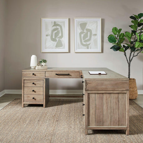 Liberty Furniture Proximity Place - L Shaped Desk - Barley Buff
