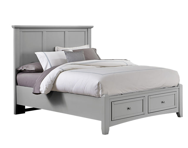 Vaughan-Bassett Bonanza - Queen Mansion Bed With Storage Footboard - Gray