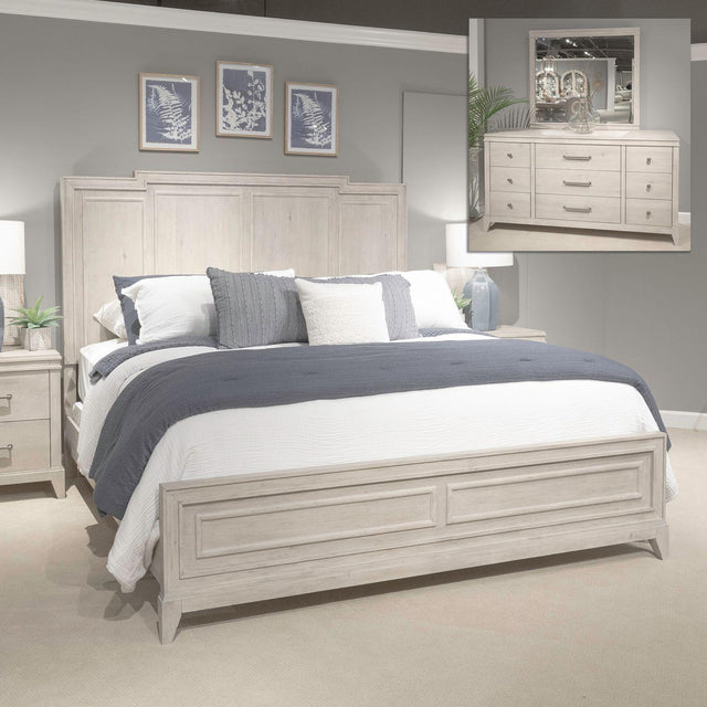 Liberty Furniture New Haven - King Panel Bed, Dresser & Mirror - White
