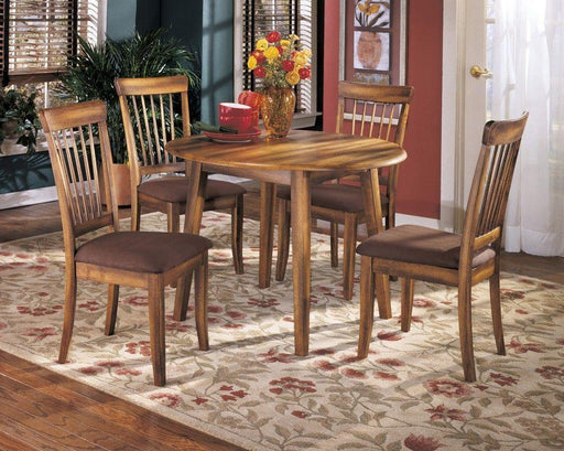 Ashley Berringer - Rustic Brown - 5 Pc. - Drop Leaf Table, 4 Side Chairs