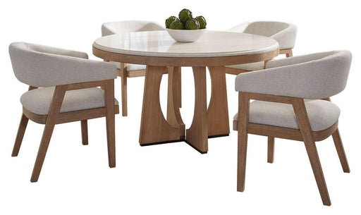 Parker House Escape - Dining 54" Round Table With 4 Barrel Chairs - Glazed Natural Oak