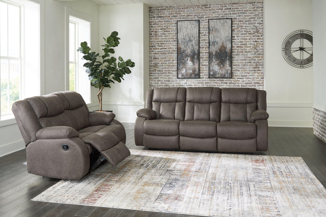 Ashley First Base - Gunmetal - 2 Pc. - Reclining Sofa, Reclining Loveseat