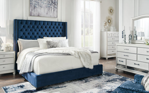 Ashley Coralayne - Blue - 7 Pc. - Dresser, Mirror, Chest, King Panel Bed, 2 Nightstands