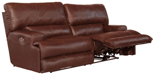 Catnapper Wembley - Italian Leather Power Lay Flat Reclining Sofa with Power Adjustable Headrest & Lumbar - Walnut