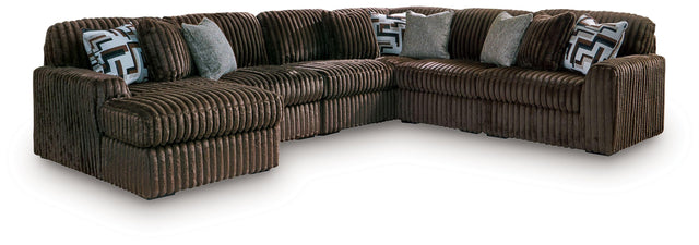 Ashley Midnight-Madness - 6-Piece Sectional With LAF Corner Chaise - Chocolate