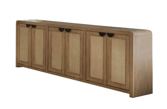 Parker House Escape - 90 In. Console With Reversible Panel Doors - Glazed Natural Oak Natural Cane