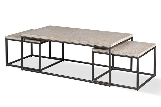 Parker House Crossings Monaco - Rectangular Nesting Cocktail Table - Weathered Blanc