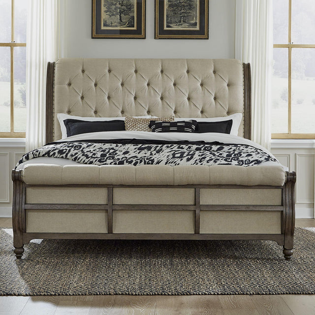 Liberty Furniture Americana Farmhouse - Queen Sleigh Bed - Light Brown