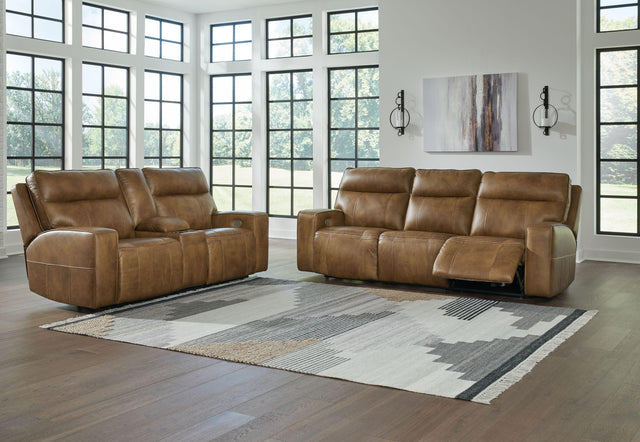 Ashley Game Plan - Caramel - 2 Pc. - Power Reclining Sofa, Loveseat