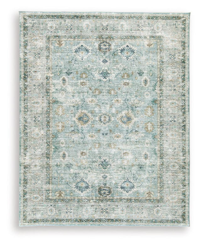 Ashley Ladstoney Memory Foam Large Rug - Teal/Beige/Ochre