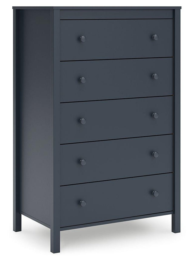 Ashley Simmenfort Five Drawer Chest - Navy Blue