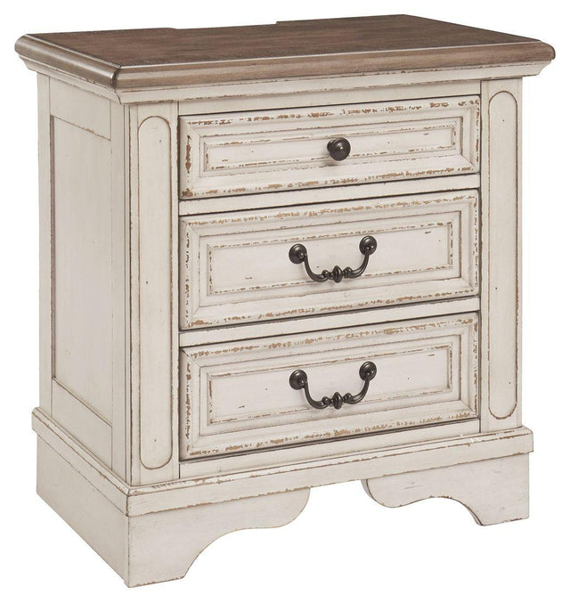 Ashley Realyn Three Drawer Night Stand - Two-tone