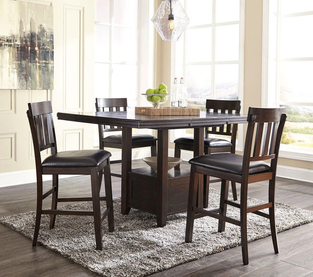 Ashley Haddigan - Dark Brown - 5 Pc. - Counter Extension Table, 4 Barstools