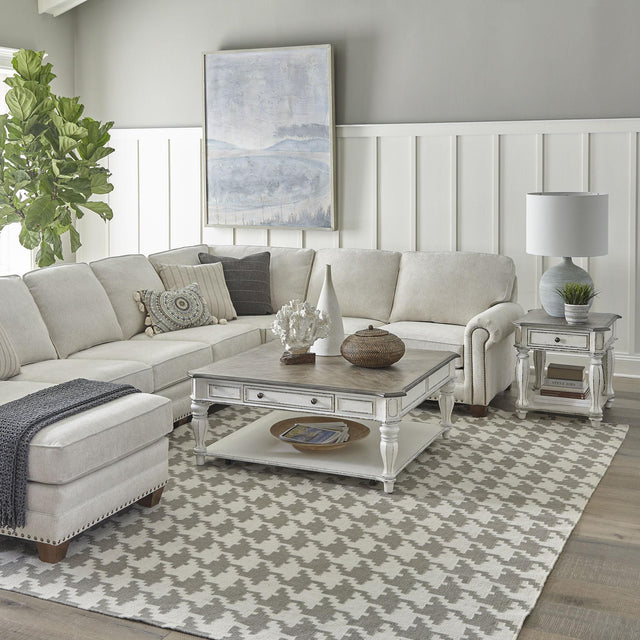 Liberty Furniture Magnolia Manor - 3 Piece Table Set (1 Square Cocktail 2 End Tables) - White