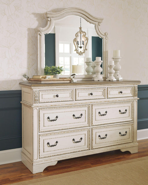Ashley Realyn - Two-tone - 8 Pc. - Dresser, Mirror, Chest, King Upholstered Bed, 2 Nightstands