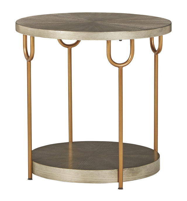 Ashley Ranoka Round End Table - Platinum