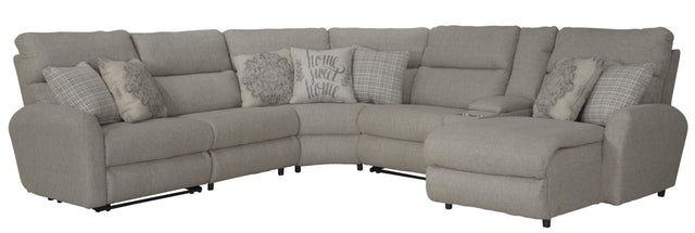 Catnapper McPherson - 6 Piece Power Reclining Sectional With Lay-Back RSF Chaise And 2 Lay-Flat Reclining Seats - Beige