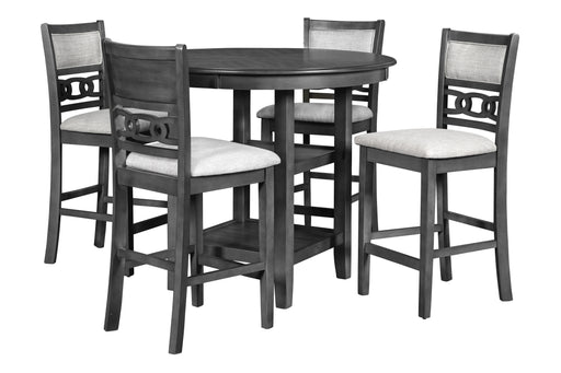 New Classic Furniture Gia - 5 Piece Round Counter Dining Set - Gray