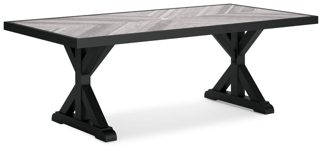 Ashley Beachcroft RECT Dining Table w/UMB OPT - Black/Light Gray