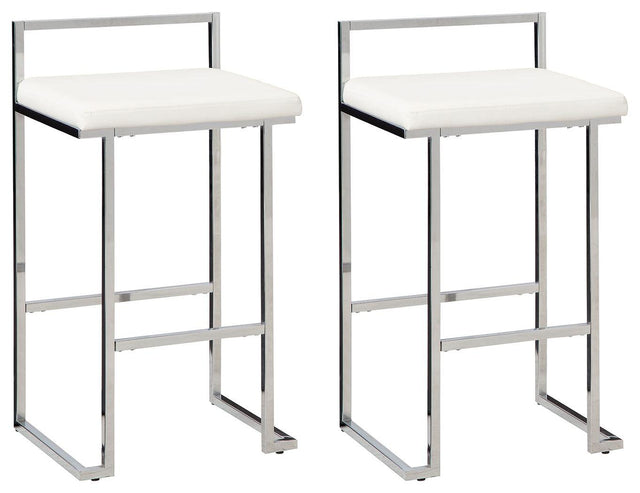 Ashley Madanere Tall UPH Stool (2/CN) - White/Chrome Finish