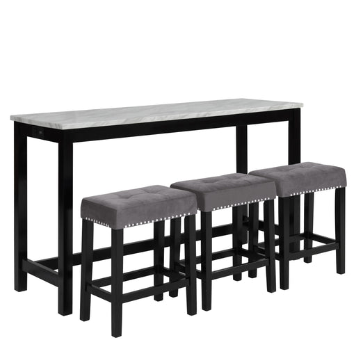 New Classic Furniture Celeste - Theater Bar Table With 3 Stools - Gray