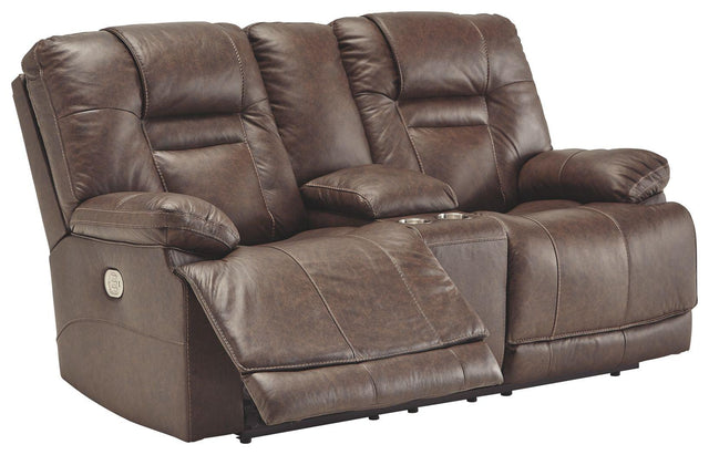 Ashley Wurstrow PWR REC Loveseat/CON/ADJ HDRST - Umber