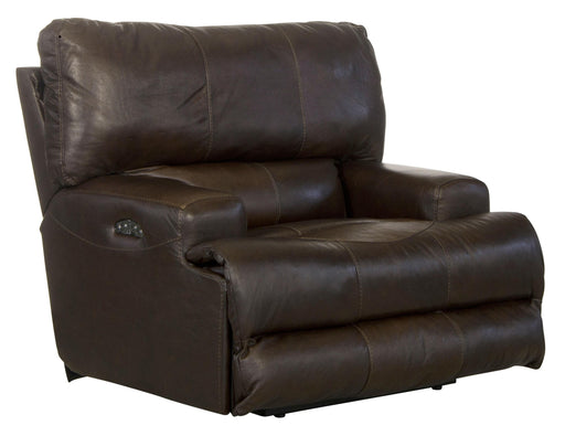 Catnapper Wembley - Italian Leather Match Power Lay Flat Recliner with Power Adjustable Headrest - Chocolate