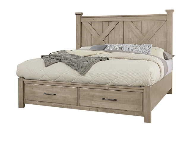 Vaughan-Bassett Cool Rustic - King X Bed With Footboard Storage - Clear Maple