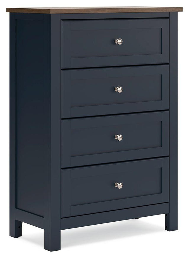 Ashley Landocken Four Drawer Chest - Brown/Blue