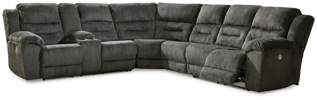 Ashley Nettington - Smoke - 4-Piece Power Reclining Sectional With Laf Pwr Rec Loveseat W/Console