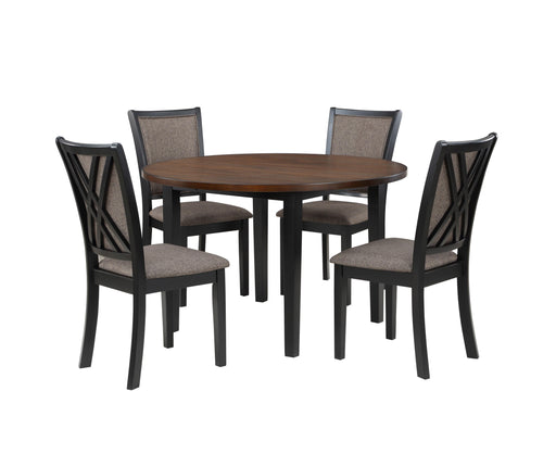New Classic Furniture Potomac - 5 Piece Round Dining Set (Table & 4 Chairs) - Brown / Black