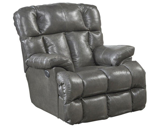 Catnapper Victor - Power Lay Flat Chaise Recliner - Steel - Leather
