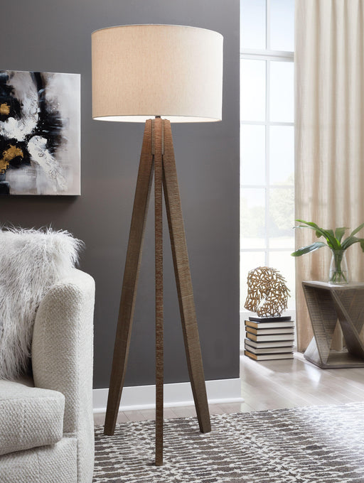 Ashley Dallson Wood Floor Lamp (1/CN) - Gray/Brown