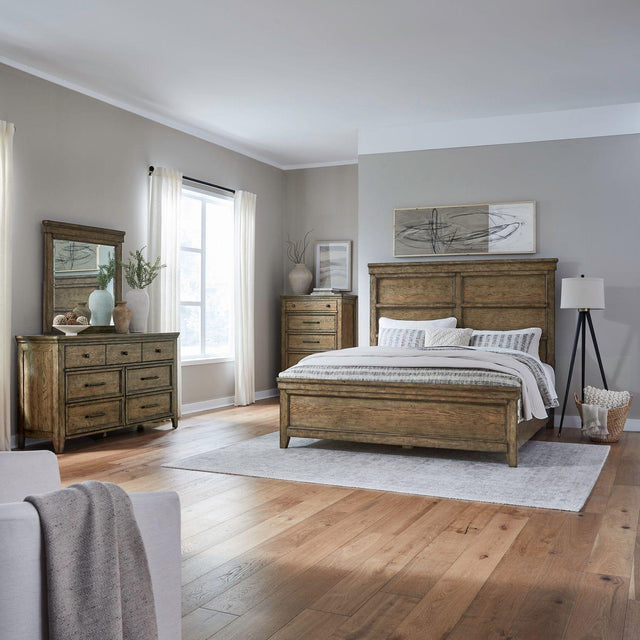 Liberty Furniture Carolina Park - 4 Piece Bedroom Set (Queen Panel Bed, Dresser & Mirror, Chest) - Brown