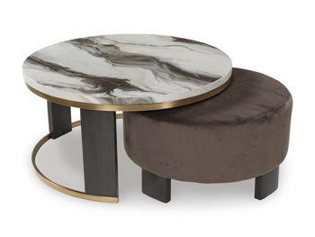 Ashley Jazmore Nesting Cocktail Tables (2/CN) - Brown/Brass Finish