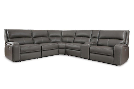Parker House Polaris - 6 Piece Modular Power Reclining Sectional with Power Headrests and Entertainment Console - Haze