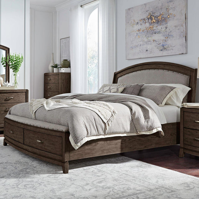 Liberty Furniture Avalon - King Upholstered Storage Bed - Brown